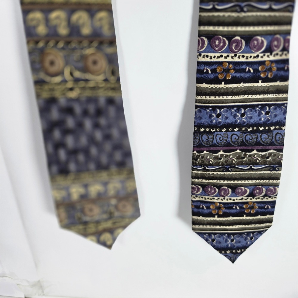 Lot of 2 J Garcia Silk Ties Jerry Garcia Grateful Dead Vintage Neckties Blue